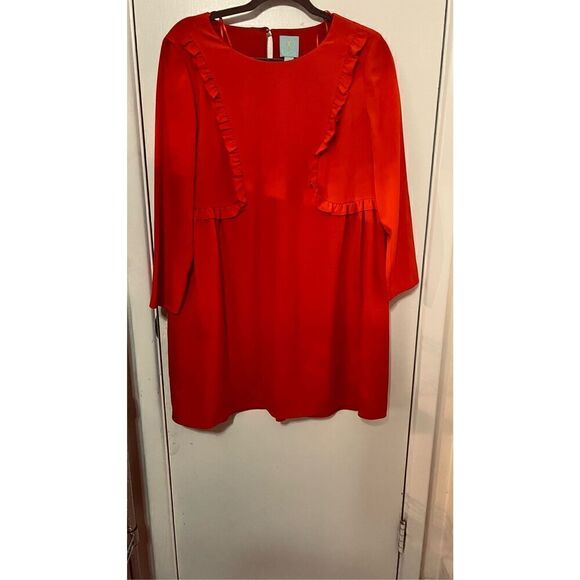 CeCe Cynthia Steffe Carly-L Red Ruffle Front Dress Size 8 Petite - Picture 3 of 10